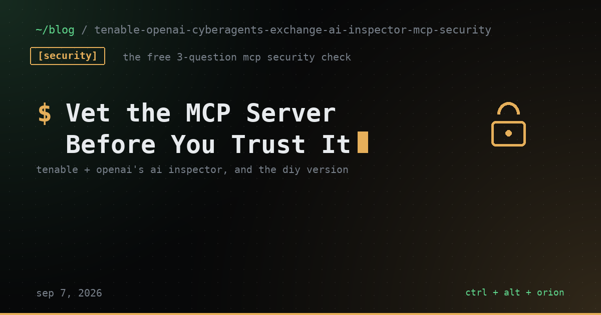 Before You Install an MCP Server on Faith, Run This Free Three-Question Security Check — ai agents