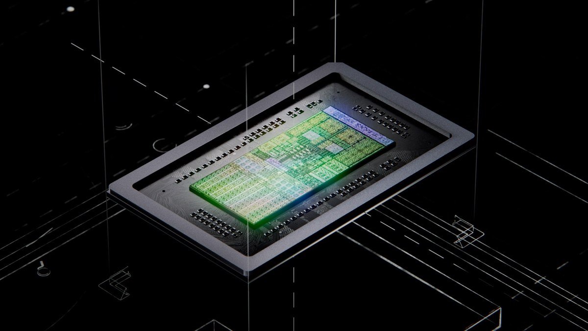 Render of the Nvidia RTX Spark chip package on a dark background with the green die visible in the center