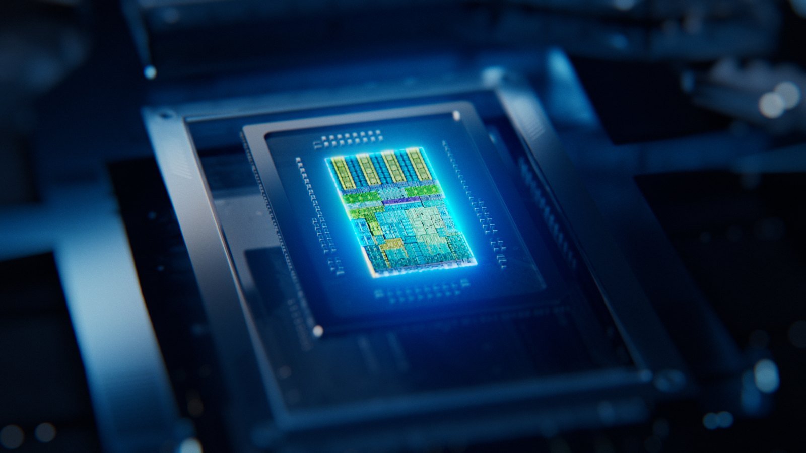 A glowing render of the NVIDIA RTX Spark superchip seated on a dark circuit board